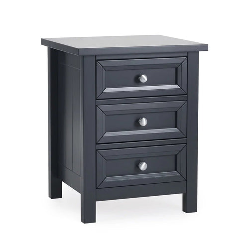 Julian Bowen Maine 3 Drawer Bedside Table – New England Style Nightstand with 3 Storage Drawers, Available in Anthracite, Surf White & Dove Grey - Sleek Furniture