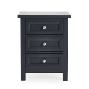 Julian Bowen Maine 3 Drawer Bedside Table – New England Style Nightstand with 3 Storage Drawers, Available in Anthracite, Surf White & Dove Grey - Sleek Furniture
