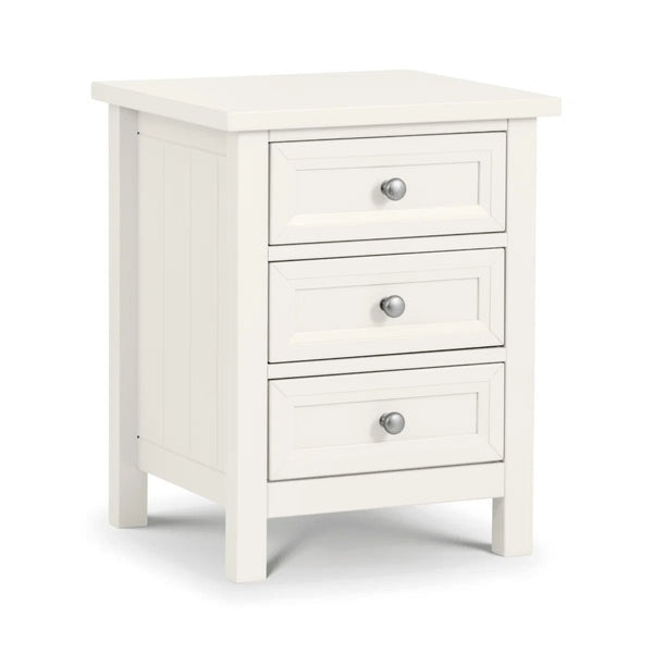 Julian Bowen Maine 3 Drawer Bedside Table – New England Style Nightstand with 3 Storage Drawers, Available in Anthracite, Surf White & Dove Grey - Sleek Furniture