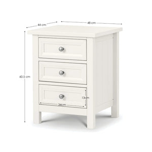 Julian Bowen Maine 3 Drawer Bedside Table – New England Style Nightstand with 3 Storage Drawers, Available in Anthracite, Surf White & Dove Grey - Sleek Furniture