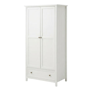 Julian Bowen Maine Combination Wardrobe with Drawer – Surf White Lacquered New England Style Bedroom Storage - Sleek Furniture