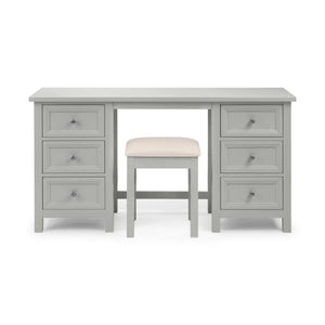 Julian Bowen Maine Dressing Table with 6 Drawers – Dove Grey New England Style Wooden Vanity Desk - Sleek Furniture