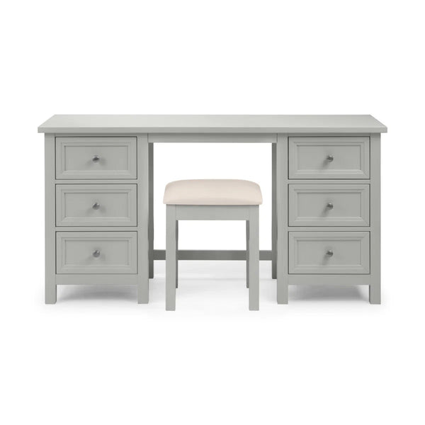 Julian Bowen Maine Dressing Table with 6 Drawers – Dove Grey New England Style Wooden Vanity Desk - Sleek Furniture