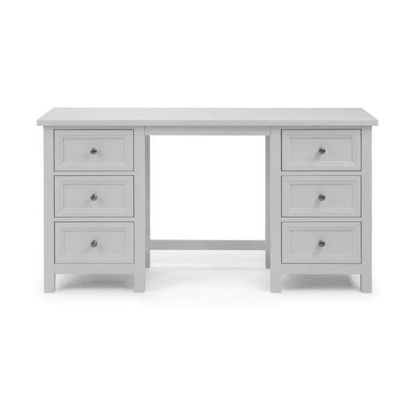 Julian Bowen Maine Dressing Table with 6 Drawers – Dove Grey New England Style Wooden Vanity Desk - Sleek Furniture