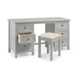 Julian Bowen Maine Dressing Table with 6 Drawers – Dove Grey New England Style Wooden Vanity Desk - Sleek Furniture