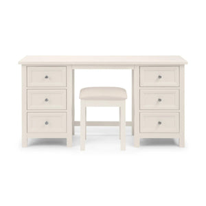 Julian Bowen Maine Dressing Table with 6 Drawers – Dove Grey New England Style Wooden Vanity Desk - Sleek Furniture
