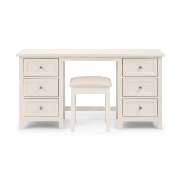 Julian Bowen Maine Dressing Table with 6 Drawers – Dove Grey New England Style Wooden Vanity Desk - Sleek Furniture