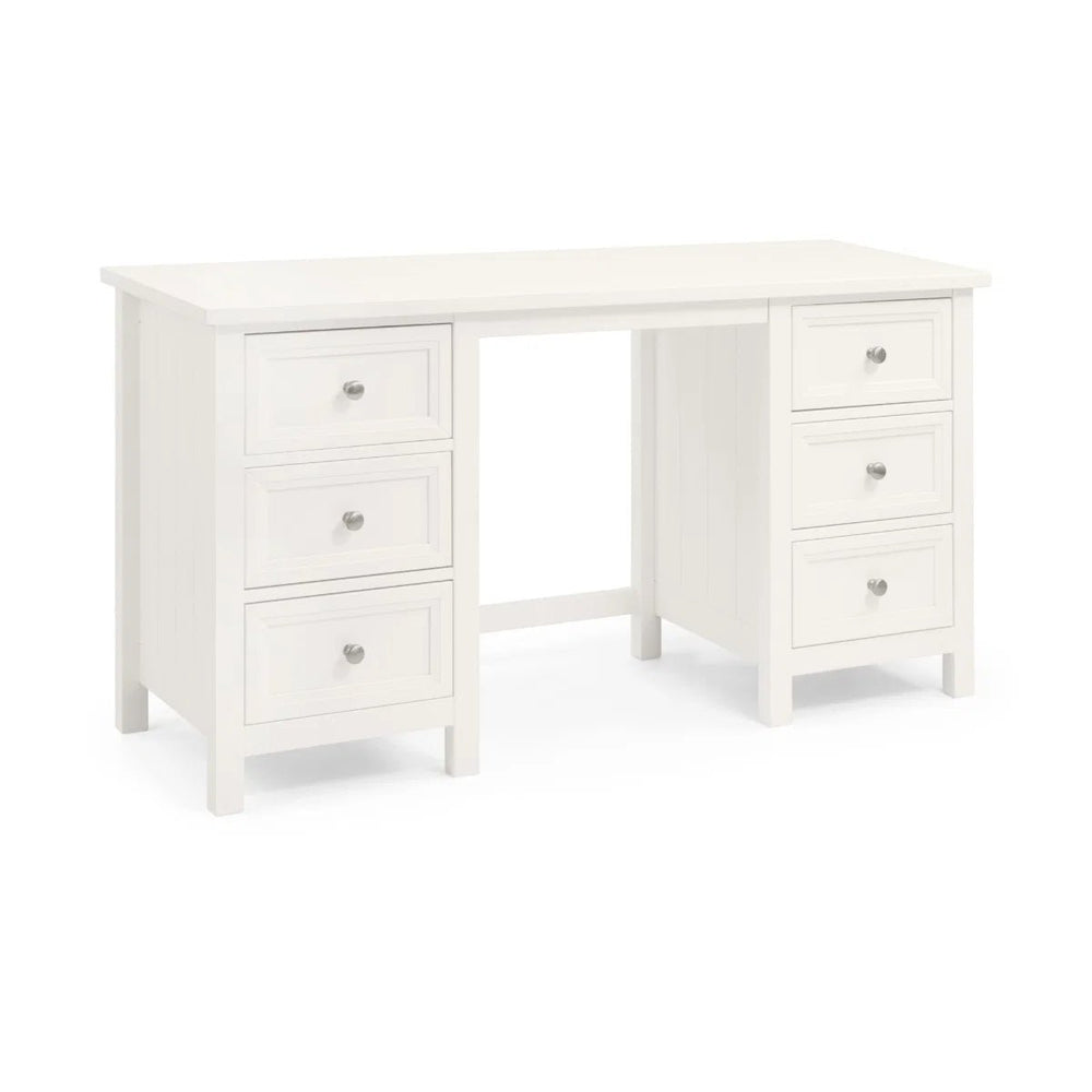 Julian Bowen Maine Dressing Table with 6 Drawers – Dove Grey New England Style Wooden Vanity Desk - Sleek Furniture