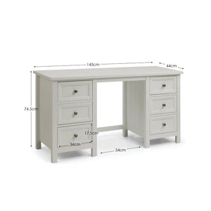 Julian Bowen Maine Dressing Table with 6 Drawers – Dove Grey New England Style Wooden Vanity Desk - Sleek Furniture