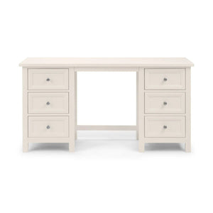 Julian Bowen Maine Dressing Table with 6 Drawers – Dove Grey New England Style Wooden Vanity Desk - Sleek Furniture
