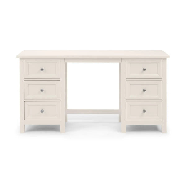 Julian Bowen Maine Dressing Table with 6 Drawers – Dove Grey New England Style Wooden Vanity Desk - Sleek Furniture