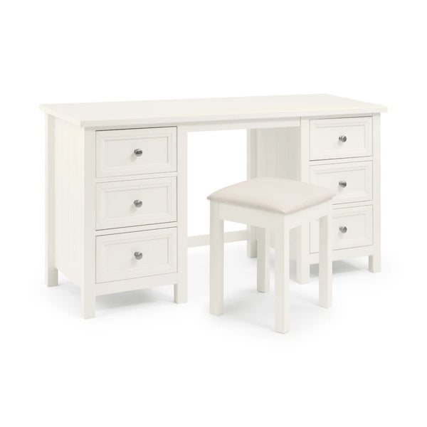 Julian Bowen Maine Dressing Table with 6 Drawers – Dove Grey New England Style Wooden Vanity Desk - Sleek Furniture