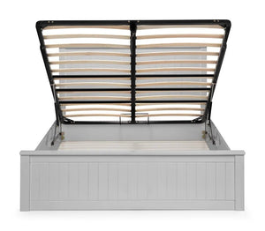 Julian Bowen Maine Ottoman Bed Frame in Dove Grey – New England Style Wooden Bed with Lift-Up Storage - Sleek Furniture