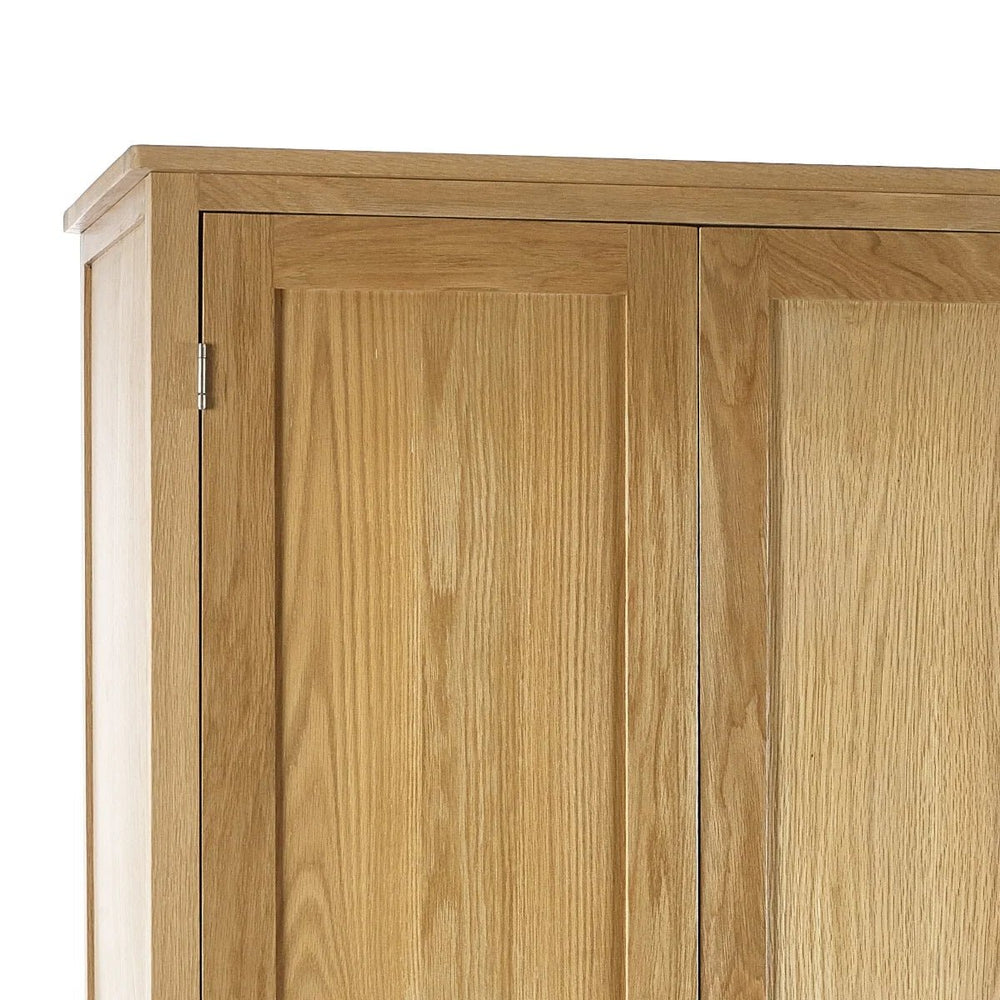 Julian Bowen Mallory 3 Door Oak Wardrobe with 2 Drawers – Solid Oak & Oak Veneers Bedroom Storage - Sleek Furniture