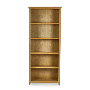 Julian Bowen Mallory Solid Oak Tall Bookcase with 5 Spacious Shelves - Sleek Furniture