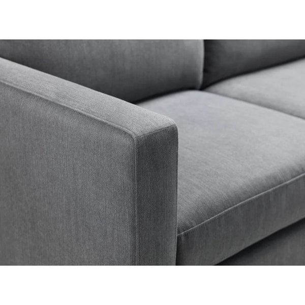 Julian Bowen Marant Modular Corner Sofa in Forge Grey Linen Fabric with Reversible Chaise & Ottoman - Sleek Furniture