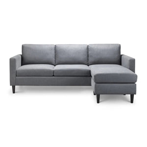 Julian Bowen Marant Modular Corner Sofa in Forge Grey Linen Fabric with Reversible Chaise & Ottoman - Sleek Furniture