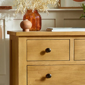 Julian Bowen Marlborough Oak 4+2 Drawer Chest – Solid White Oak & Oak Veneers Bedroom Storage Unit with Waxed Finish - Sleek Furniture