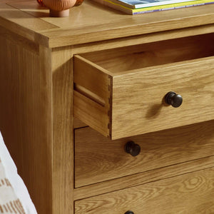 Julian Bowen Marlborough Oak 4+2 Drawer Chest – Solid White Oak & Oak Veneers Bedroom Storage Unit with Waxed Finish - Sleek Furniture
