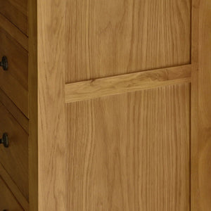 Julian Bowen Marlborough Oak 7 Drawer Narrow Chest – Solid White Oak & Oak Veneers, Waxed Finish Bedroom Storage Unit - Sleek Furniture
