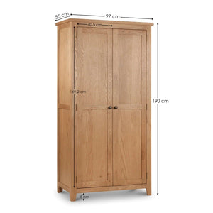 Julian Bowen Marlborough White Oak 2 Door Wardrobe with Internal Shelf & Waxed Finish - Sleek Furniture