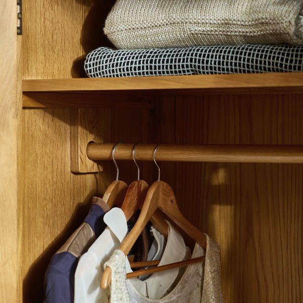 Julian Bowen Marlborough White Oak 2 Door Wardrobe with Internal Shelf & Waxed Finish - Sleek Furniture