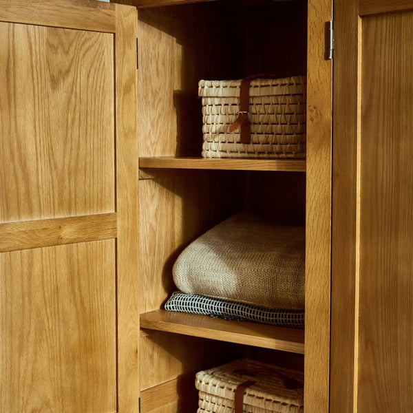 Julian Bowen Marlborough White Oak 3 Door Wardrobe with Hanging Rail & Shelving - Sleek Furniture