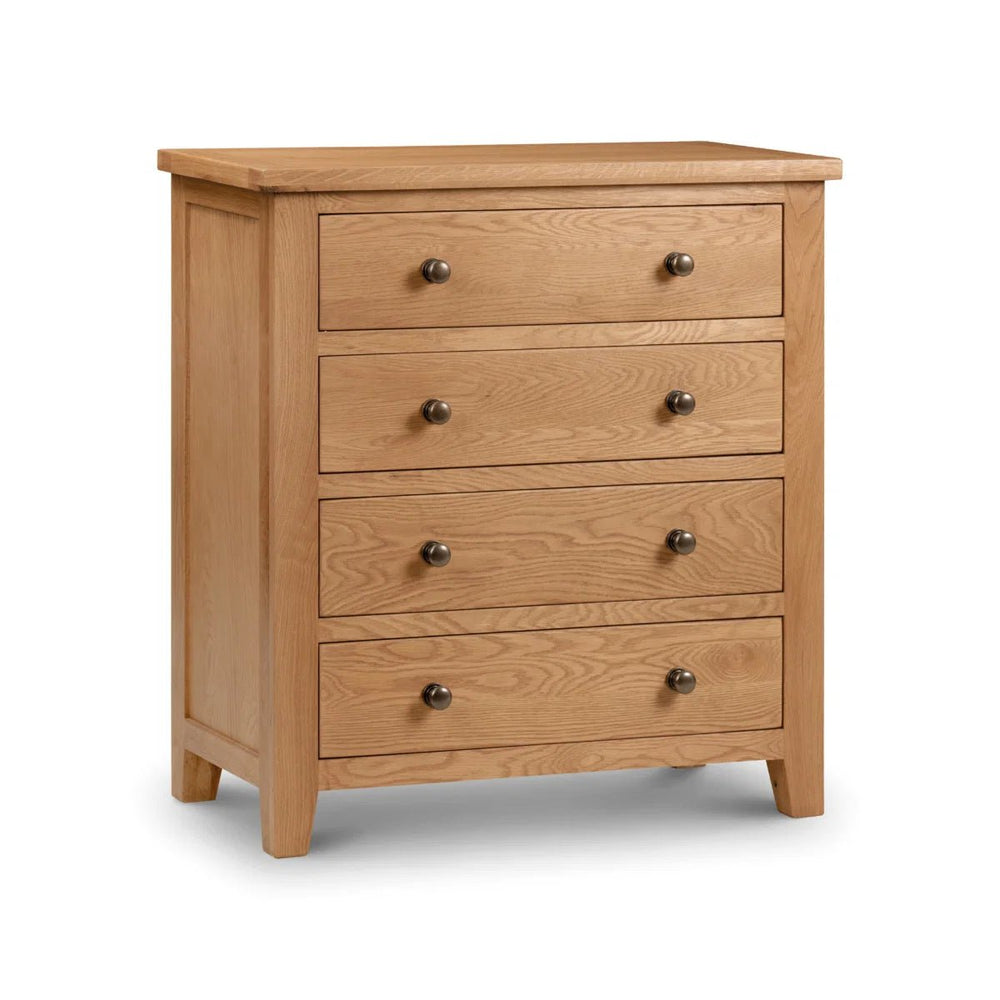 Julian Bowen Marlborough White Oak 4 Drawer Chest with Waxed Finish - Sleek Furniture