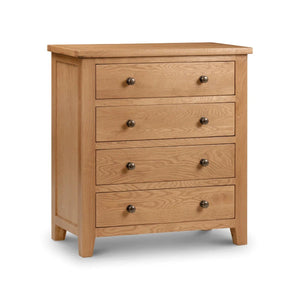 Julian Bowen Marlborough White Oak 4 Drawer Chest with Waxed Finish - Sleek Furniture