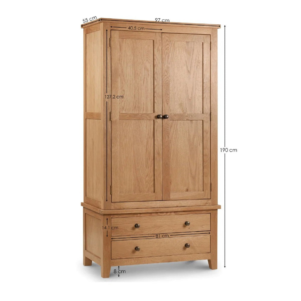 Julian Bowen Marlborough White Oak & Oak Veneer 2 Door 2 Drawer Combination Wardrobe - Sleek Furniture