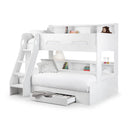 Julian Bowen Orion Triple Sleeper Bunk Bed with Small Double Bed, Storage Shelving & Pull-Out Drawer – White or Anthracite - Sleek Furniture