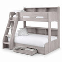 Julian Bowen Orion Triple Sleeper Bunk Bed with Small Double Bed, Storage Shelving & Pull-Out Drawer – White or Anthracite - Sleek Furniture