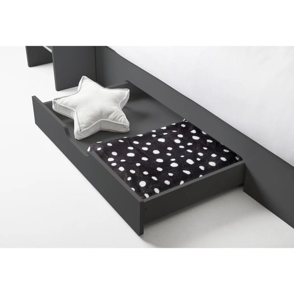 Julian Bowen Orion Triple Sleeper Bunk Bed with Small Double Bed, Storage Shelving & Pull-Out Drawer – White or Anthracite - Sleek Furniture