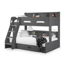 Julian Bowen Orion Triple Sleeper Bunk Bed with Small Double Bed, Storage Shelving & Pull-Out Drawer – White or Anthracite - Sleek Furniture