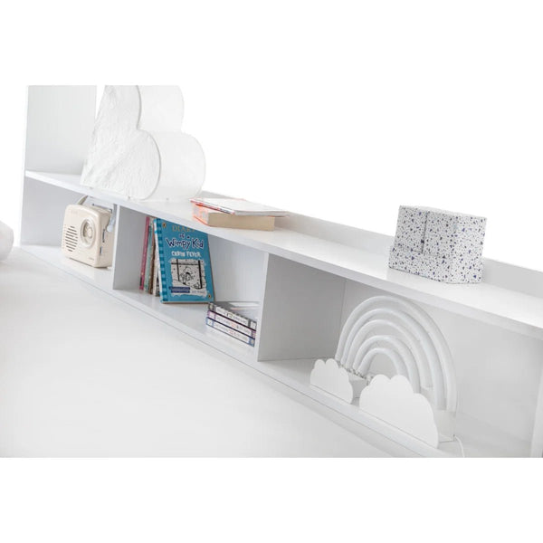 Julian Bowen Orion Triple Sleeper Bunk Bed with Small Double Bed, Storage Shelving & Pull-Out Drawer – White or Anthracite - Sleek Furniture
