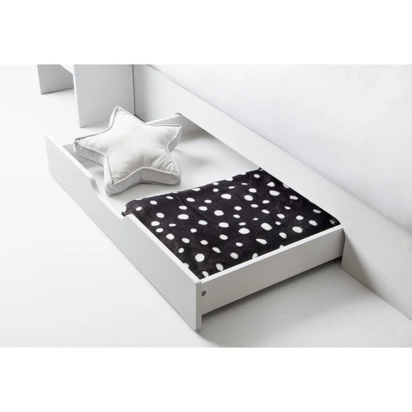 Julian Bowen Orion Triple Sleeper Bunk Bed with Small Double Bed, Storage Shelving & Pull-Out Drawer – White or Anthracite - Sleek Furniture