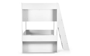 Julian Bowen Parsec White Wooden Bunk Bed with Storage Shelving & Glow-in-the-Dark Ladder Steps - Sleek Furniture