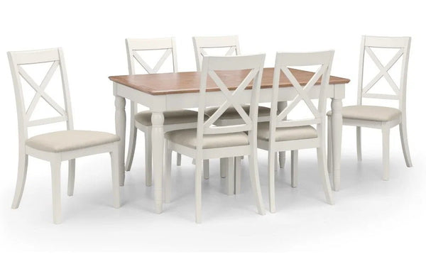 Julian Bowen Provence Grey Extending Dining Table with Limed Oak Effect Top – 150-190cm Butterfly Extension - Sleek Furniture