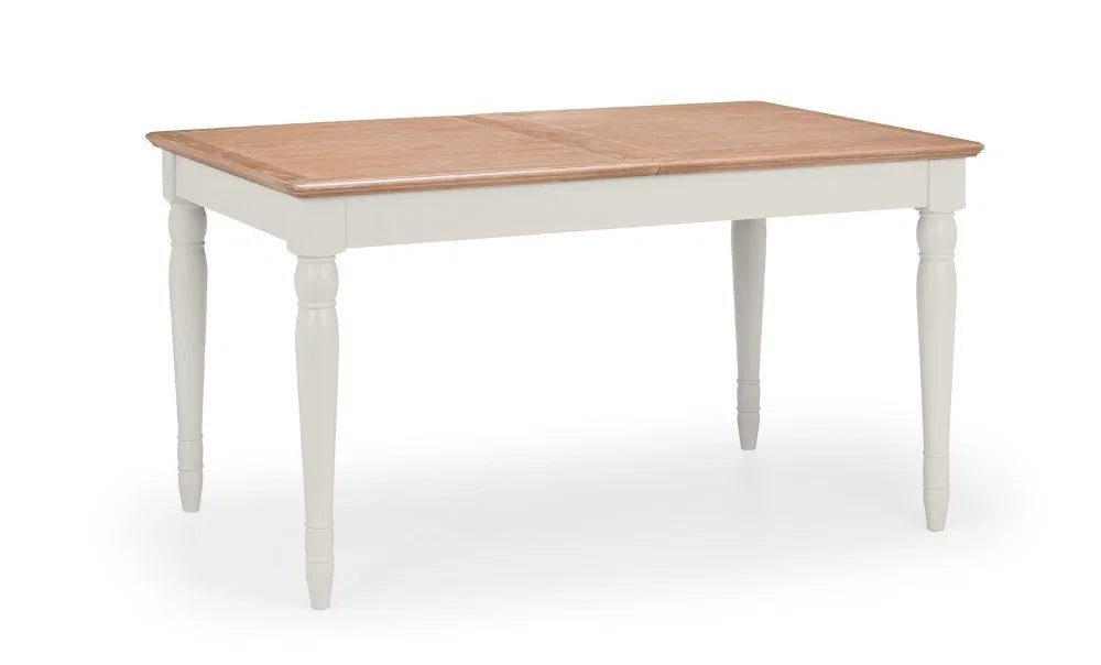 Julian Bowen Provence Grey Extending Dining Table with Limed Oak Effect Top – 150-190cm Butterfly Extension - Sleek Furniture