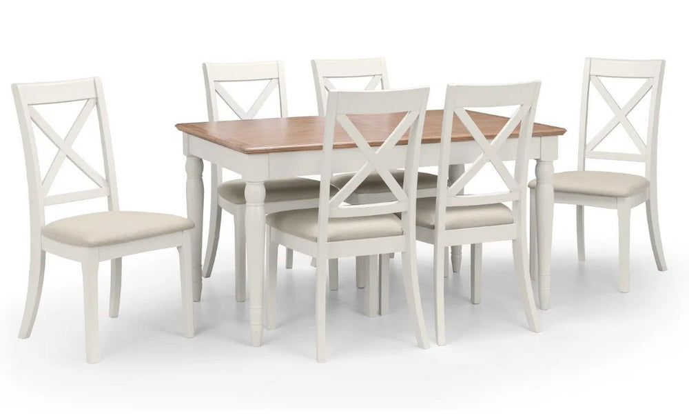 Julian Bowen Provence Grey Extending Dining Table with Limed Oak Effect Top – 150-190cm Butterfly Extension - Sleek Furniture