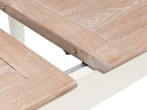 Julian Bowen Provence Grey Extending Dining Table with Limed Oak Effect Top – 150-190cm Butterfly Extension - Sleek Furniture