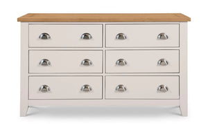 Julian Bowen Richmond 6 Drawer Wide Chest – Elephant Grey Oak Veneer Bedroom Storage Chest - Sleek Furniture