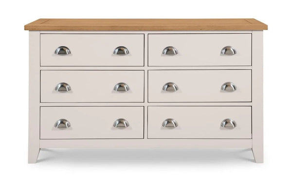Julian Bowen Richmond 6 Drawer Wide Chest – Elephant Grey Oak Veneer Bedroom Storage Chest - Sleek Furniture