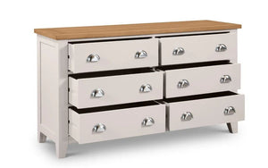 Julian Bowen Richmond 6 Drawer Wide Chest – Elephant Grey Oak Veneer Bedroom Storage Chest - Sleek Furniture