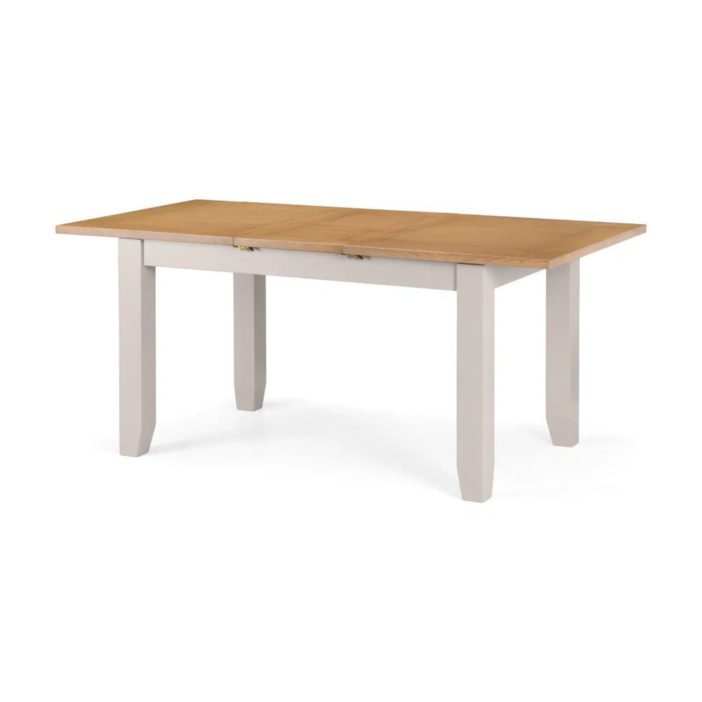 Julian Bowen Richmond Extending Dining Table – Elephant Grey & Pale Oak | White Oak Solids & Veneers | 180–220cm Butterfly Extension - Sleek Furniture