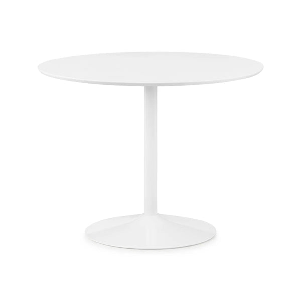 Julian Bowen Round White Pedestal Dining Table for 2-4 People – Modern Space-Saving Kitchen & Dining Table, 100cm - Sleek Furniture