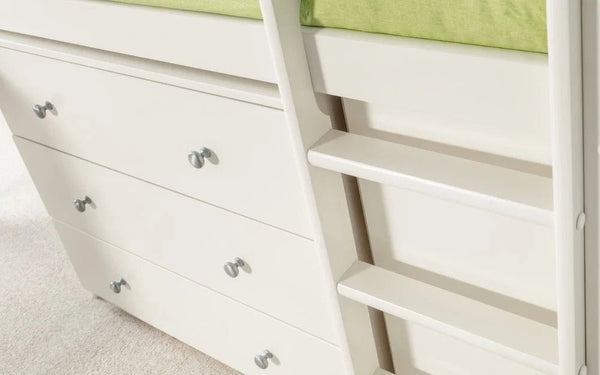 Julian Bowen Roxy Wooden Sleepstation Bed with Pull-Out Desk, Shelving & Cupboard Storage – Stone White - Sleek Furniture