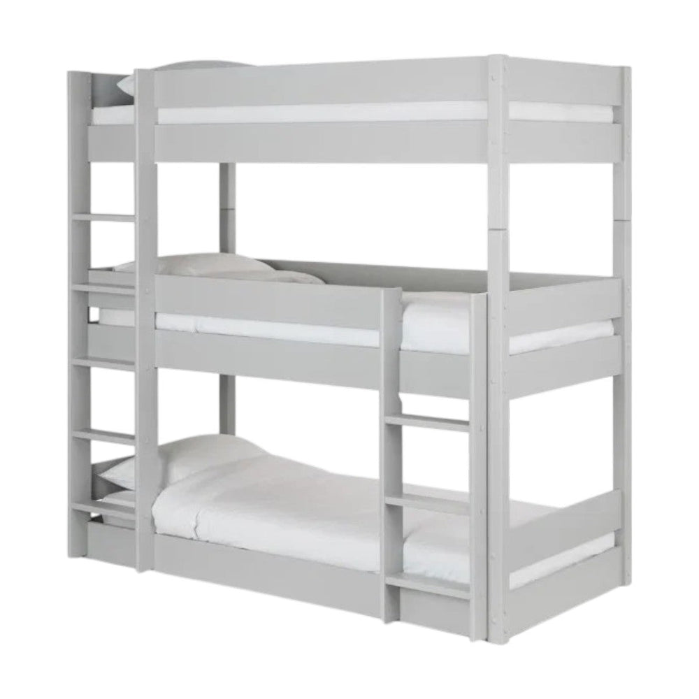Julian Bowen Trio Grey Wooden Triple Sleeper Bunk Bed – Solid Pine & MDF Space-Saving Bunk Bed - Sleek Furniture