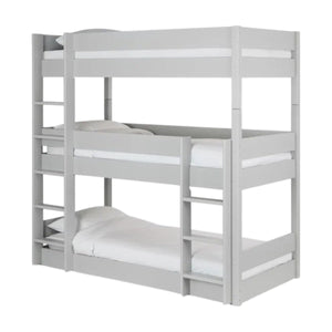 Julian Bowen Trio Grey Wooden Triple Sleeper Bunk Bed – Solid Pine & MDF Space-Saving Bunk Bed - Sleek Furniture