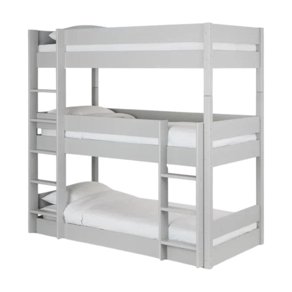 Julian Bowen Trio Grey Wooden Triple Sleeper Bunk Bed – Solid Pine & MDF Space-Saving Bunk Bed - Sleek Furniture